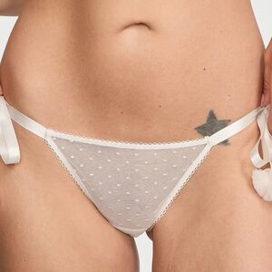 Victoria DREAM ANGELS Bridal Tulle White Ruffle Pom-Pom String Bikini Panty XL